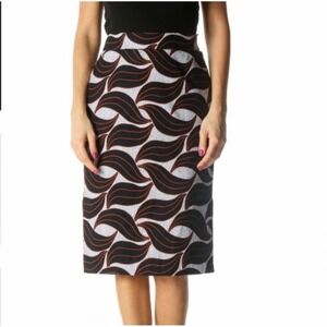 Ann Taylor Black  Abstract Print Pencil Skirt Size 8 Knee Length Cotton Blend